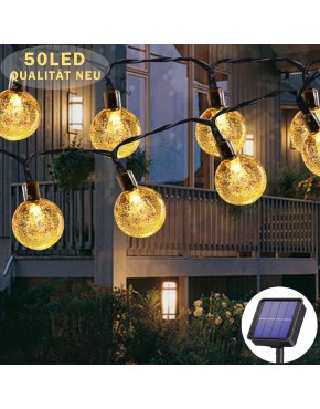 Guirlande lumineuse solaire Extérieur 50 LED 7M Étanche avec 8 Modes étanche éclairage de jardin pour jardin Terrasse fête Noël décoration blanc chaud B095SQB8SK