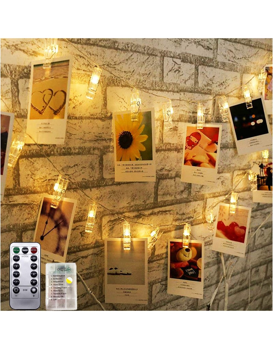 Jsdoin Guirlande lumineuse à LED avec pinces à photo 3 m 20 LED alimentée par piles pour Noël fête mariage anniversaire photo à suspendre notes illustration B08NP6RT7M