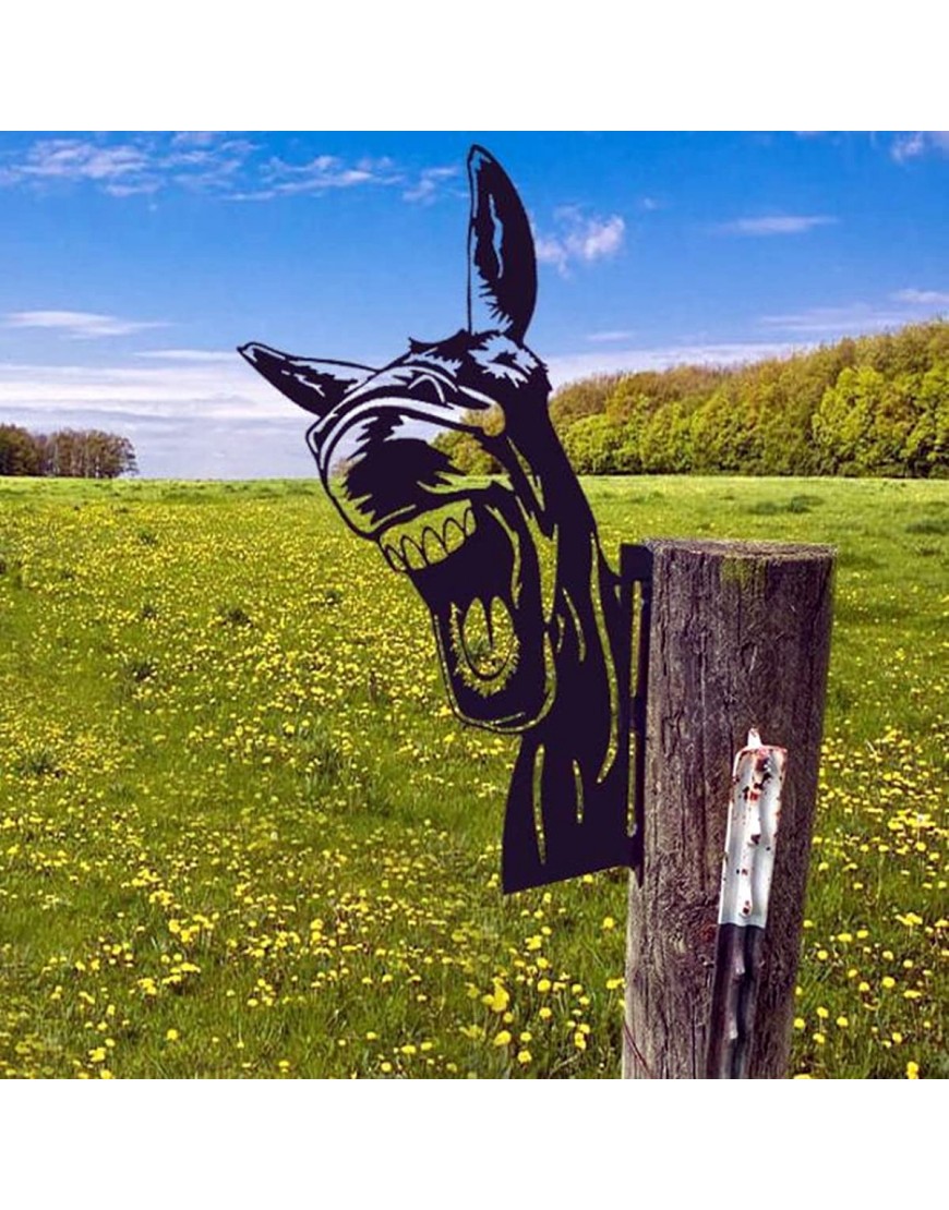LFFY Art en métal en forme d'animal Vache qui regarde décoration de jardin jardin ferme jardin terrasse pelouse clôture #1 âne rieur environ 30 cm sur le côté le plus long B09P192LXR