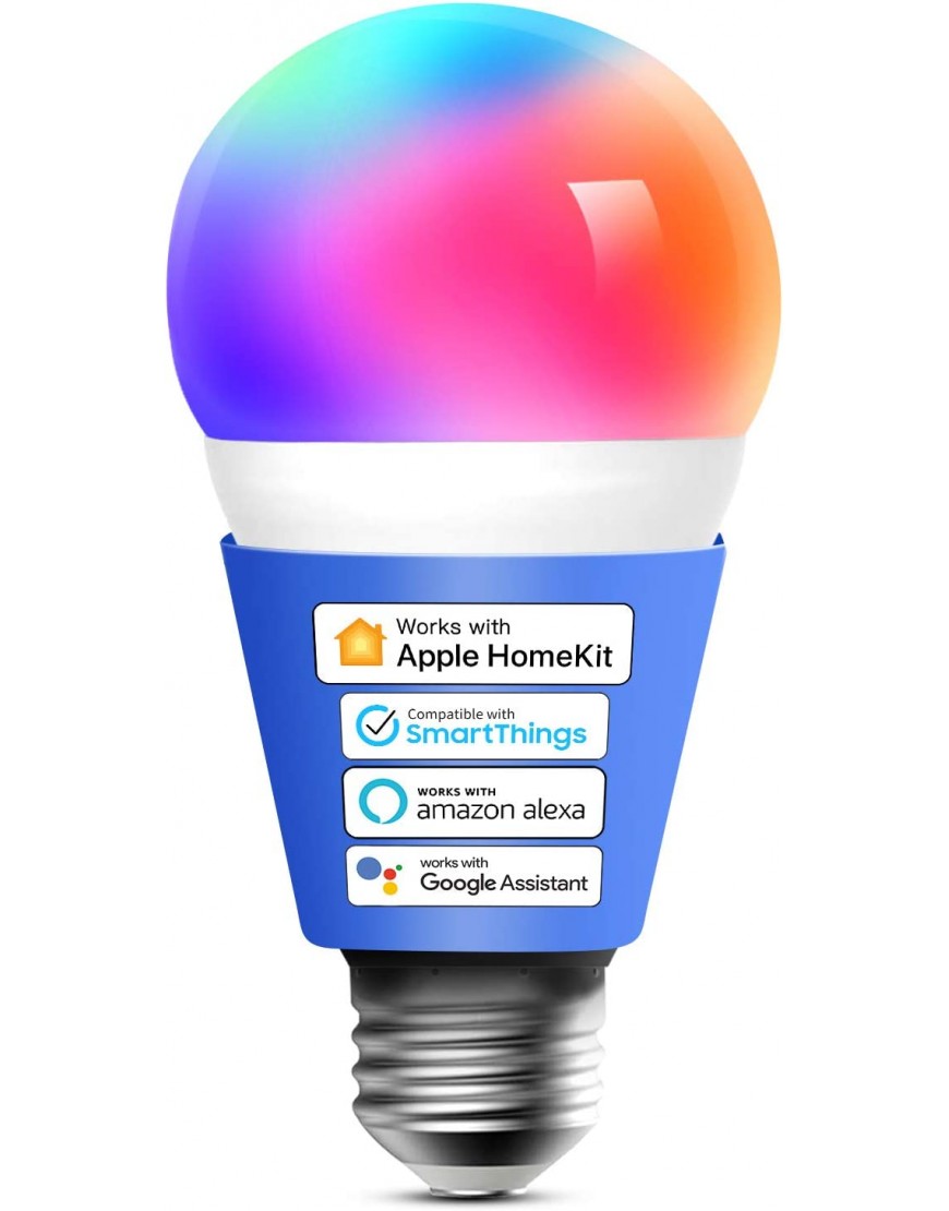 Ampoule Connectée LED Intelligente Compatible avec Apple HomeKit Siri Alexa Google Home et SmartThings E27 2700K-6500K RGBCW Ampoule Wi-Fi Dimmable Multicolore 1 B08CMNK776