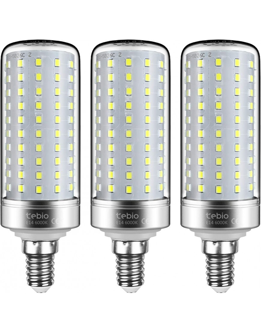 Tebio LED Argent Maïs ampoules E14 25W Candélabre ampoules 200W équivalent 2500LM Blanc Froid 6000K ampoules LED Lustre décoratifs non dimmable Lot de 3 B08CZNZZWT