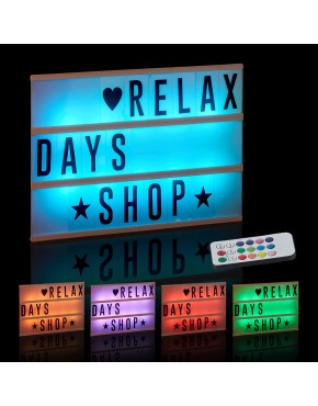 Relaxdays boîte Lumineuse avec Changement de Couleurs 85 Lettres et Symboles 3 Lignes avec des Batteries Blanc B07MCY97D4