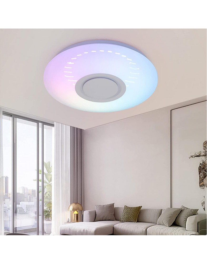 Plafonnier étanche IP54 RGB Color Lustre LED Moderne Lecture de musique Bluetooth Eclairage de Plafond Dimmable Rond pour salon salle de bain bureau à domicile 36W 3200LM B08KW7ZRS6