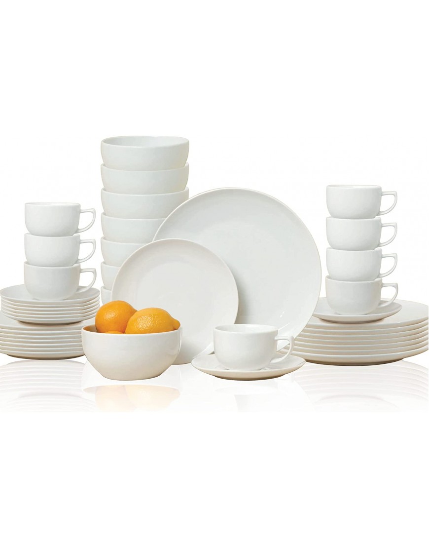 alpina Vaisselle 40 pièces 8 personnes Porcelaine Avec assiettes assiettes à dessert bols soucoupes et tasses Blanc 8711252085395 B089YX3TVJ