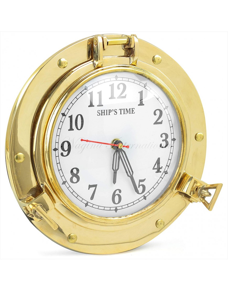 Nagina International 9Laiton Antique Premium Nautique Wall Decor Vintage Time's Clock | Pirate's Hublot décoratif Horloge Laiton Franklin & Murphy B07X6RB48Z