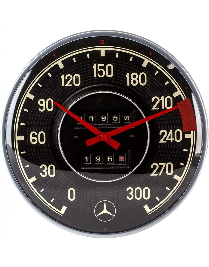 Nostalgic-Art 51091 Mercedes-Benz Horloge Murale rétro Compteur de Vitesse idée de Cadeau pour Les Fans d'accessoires Automobiles Convient à la Cuisine Design Vintage pour la décoration 31 cm B07N363KX7