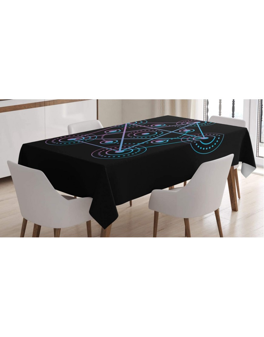 ABAKUHAUS Pentacle Nappe Géométrie Linge de Table Rectangulaire pour Salle à Manger Décor de Cuisine 140 cm x 200 cm Noir Bleu et Rose B07PVXYPYK