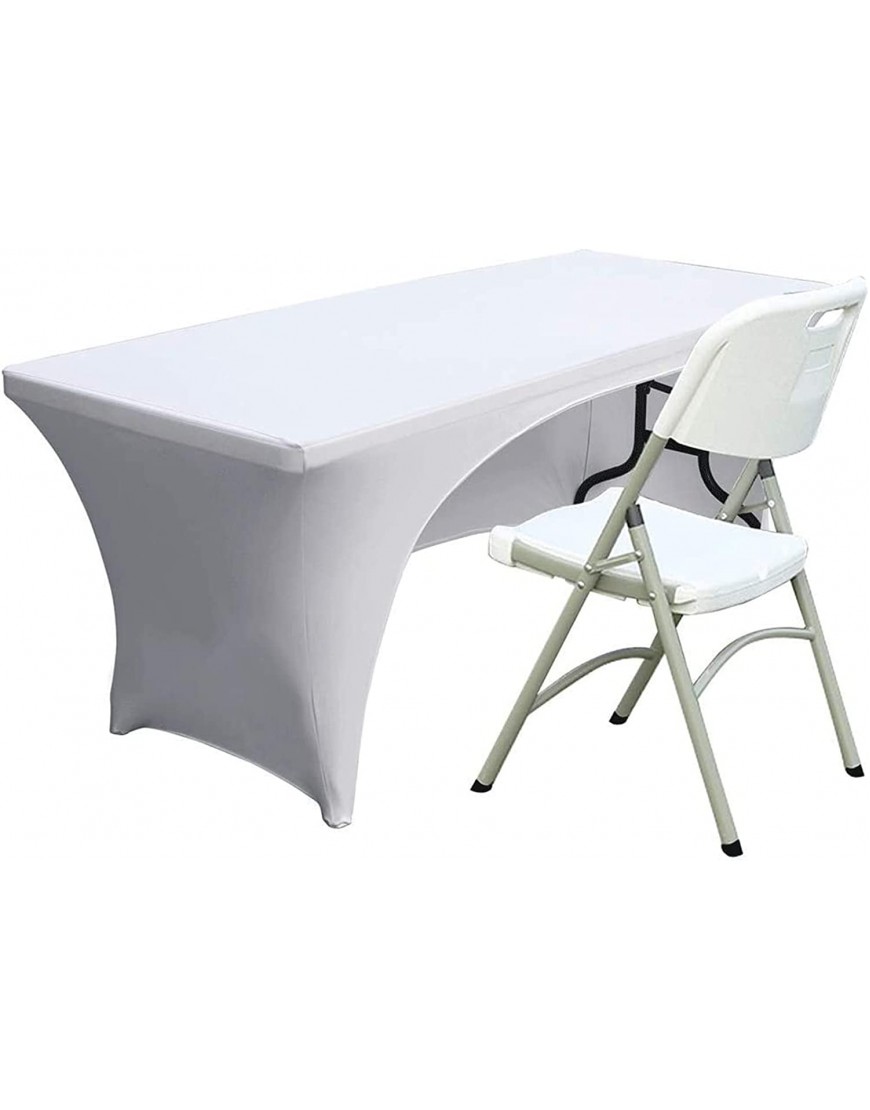 GEBIN Rectangular Stretch Tablecloth Spandex Tight Fit Table Cover 4 5 6 8ft Rectangular Fit Wedding Banquet and Party Trestle Table Blanche,183x76x76cm B09JFLXPWS