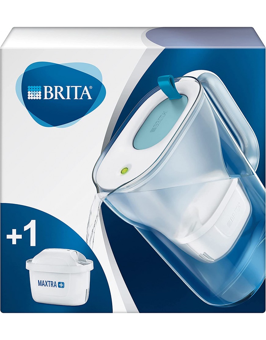 BRITA Carafe filtrante Style bleue + 1 filtre MAXTRA+ réduit le calcaire le chlore et le plomb pour une eau du robinet plus pure sans BPA. B01MTUUCF5