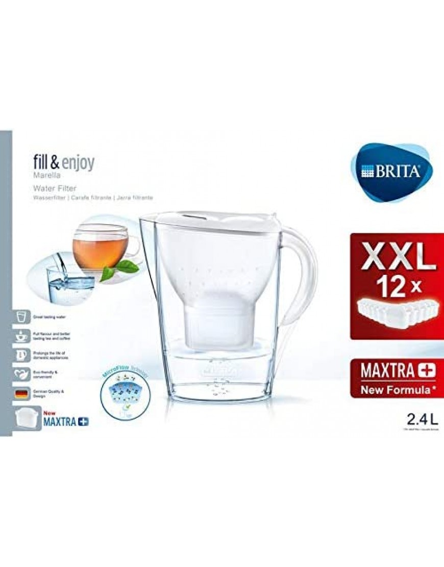 Brita Marella Carafe filtrante pour eau 12 filtres Maxtra+ inclus plastique sain plastique blanc 2,4 l B07PG933SB