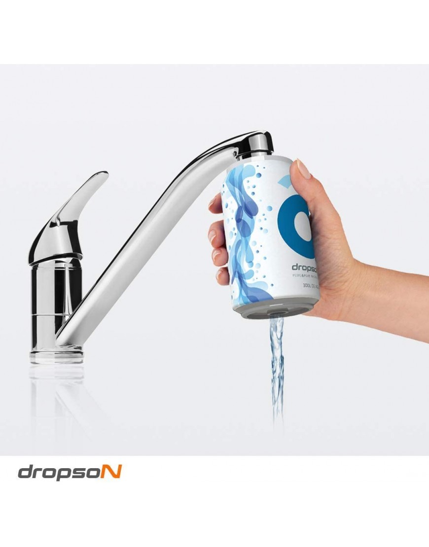 Canette filtrante Dropson Pack X2 Filtre à eau du robinet membrane de microfiltration 100% naturelle 600 litres d'eau filtrée contrôlable par smartphone remplit un pichet de 1L en 1 min. B09BNJCLL4