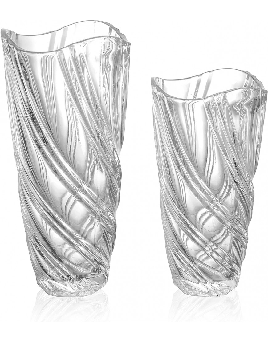 TERESA'S COLLECTIONS Vase Transparent en Cristal Clair Grand Vase Moderne Décoratif Lot de 2 Vases en Verre de Fleurs pour Centre de Table Décoration de Maison Dîner Salon  Mariage 30 24 cm B09H5LYT42