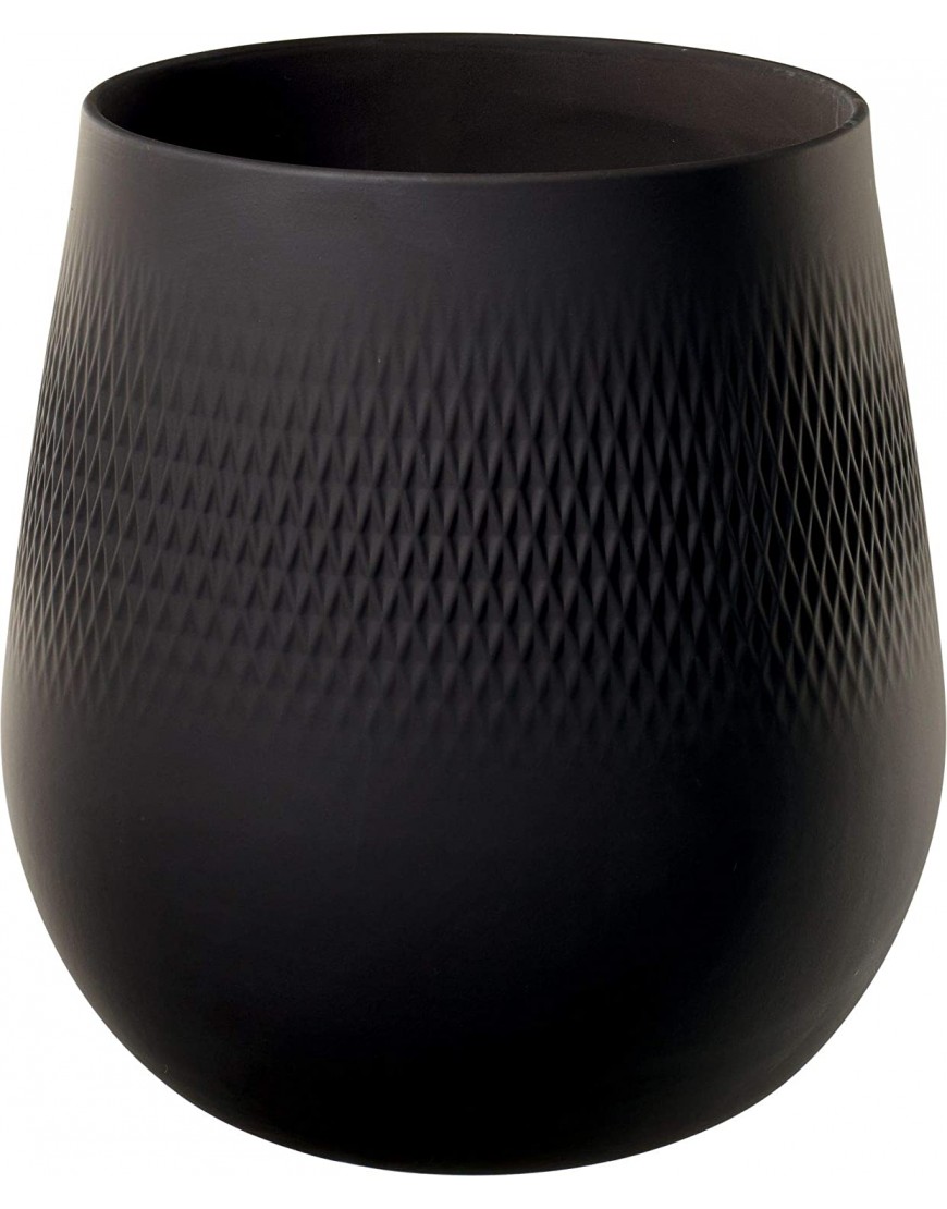 Villeroy & Boch Collier Noir Grand vase carré Premium Porcelaine Noir 20,5 x 20,5 x 22,5 cm B07CB7ZS8Y