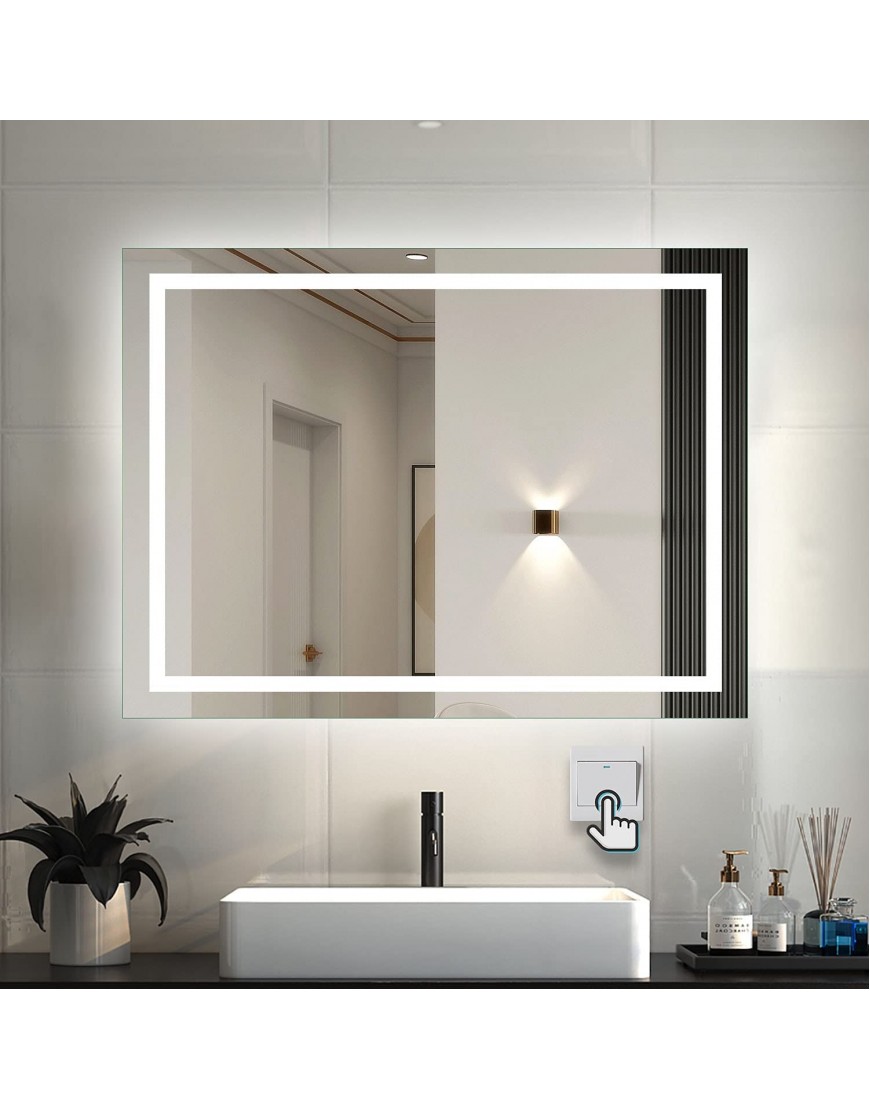 AICA sanitaire Miroir de Salle de Bain Anti-buée LED 50x70 avec éclairage Blanc Froid 6000K Lumière Illumination -  Lumineux Miroir avec Éclairage intégré … B09H75339P
