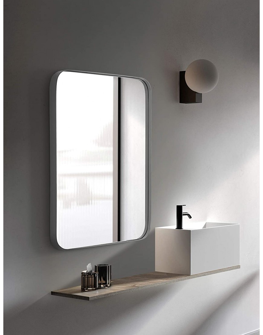 Miroir moderne à suspendre au mur 55,9 x 76,2 cm cadre en aluminium pour salle de bain salon cuisine décoration de la maison gris B09FH66QJ1