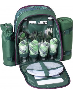 Sac de pique-nique isotherme pour 4 personnes sac à dos de pique-nique avec couverture en polaire imperméable sac à bandoulière parfait pour le camping les voyages la randonnée le barbecue vert B09XK3M4WB
